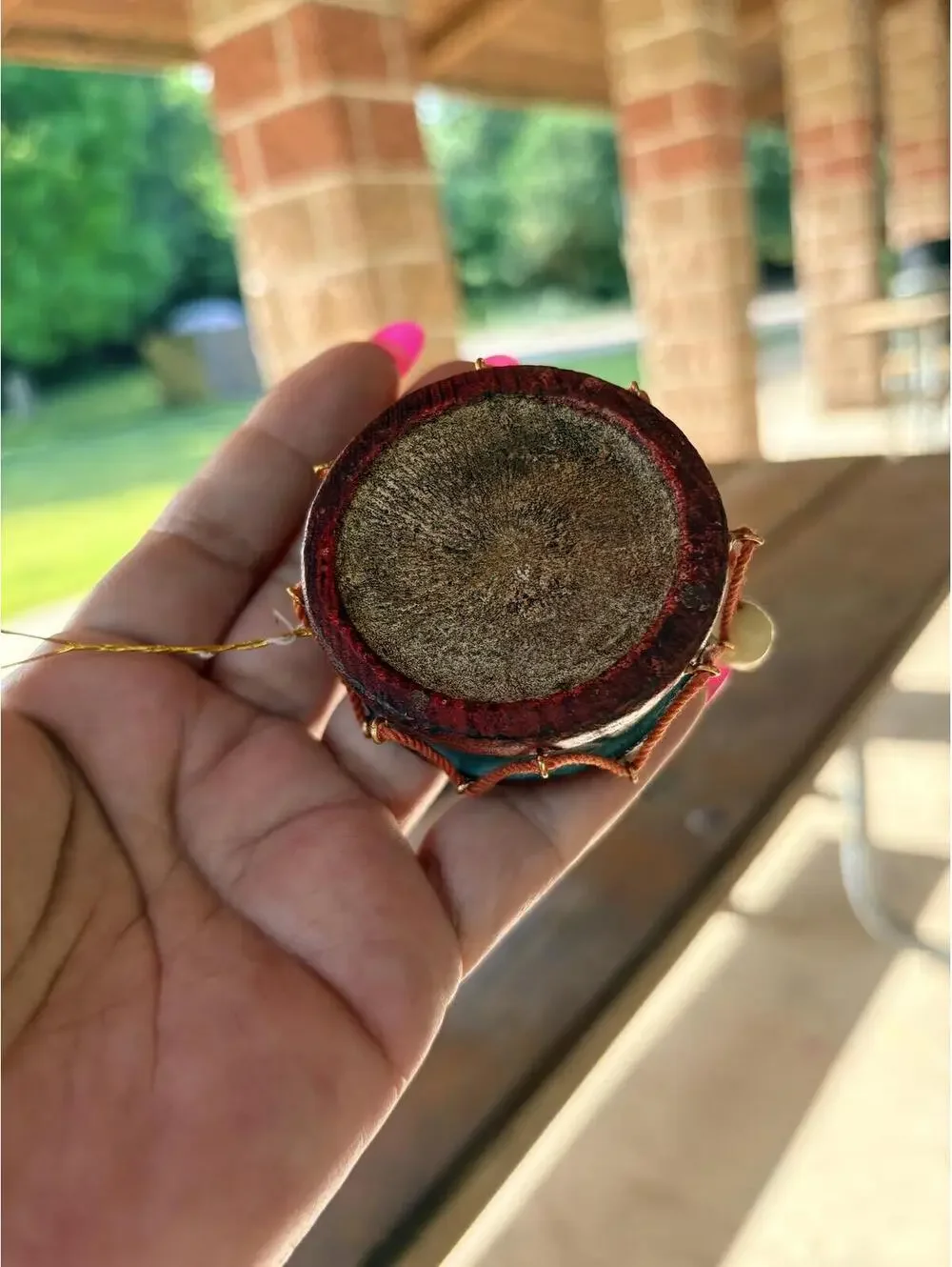 Vintage Miniature Drum & Brass Drum Ornament Set Hangin